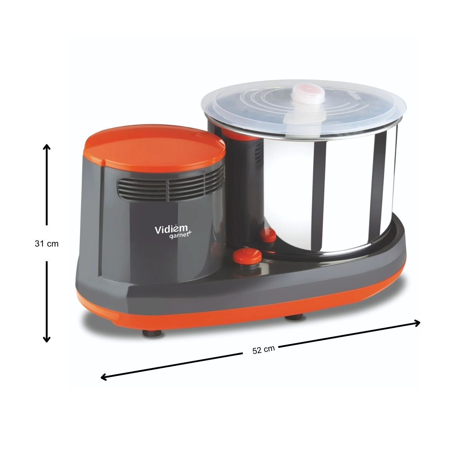 Vidiem Garnet Plus 2L Wet Grinder - Orange and Grey_5