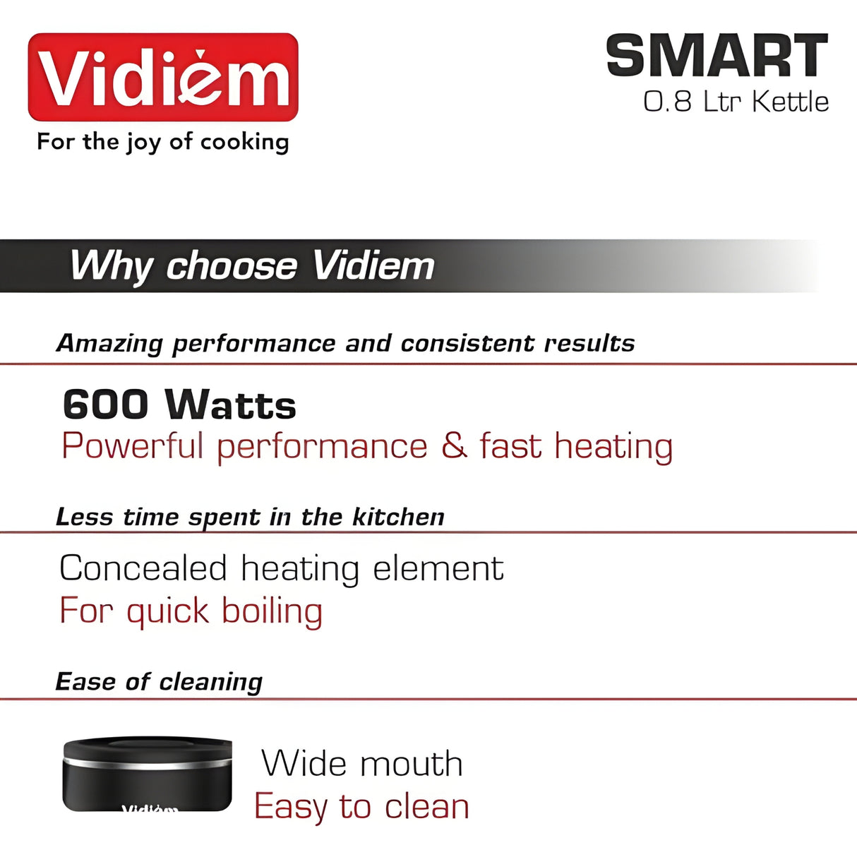 Vidiem Smart 600 W Stainless Steel Body Electric Kettle 0.8 L – Black_5