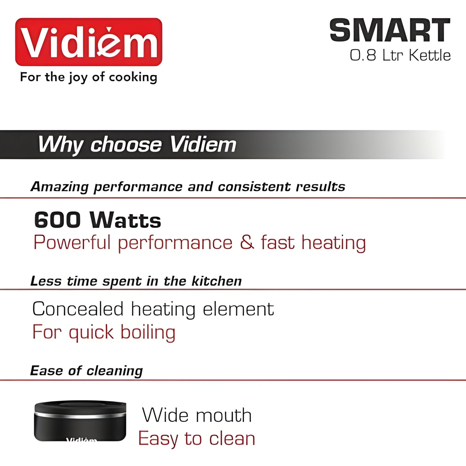 Vidiem Smart 600 W Stainless Steel Body Electric Kettle 0.8 L – Black_5