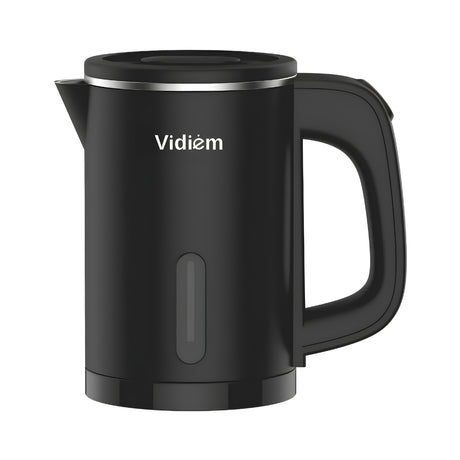 Vidiem Smart 600 Watts Stainless Steel Body Electric Kettle 0.8 L – Black_Front View