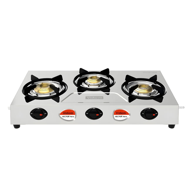 Vidiem Vector Nero 3-Burner Stainless steel Gas Stove – Silver_1