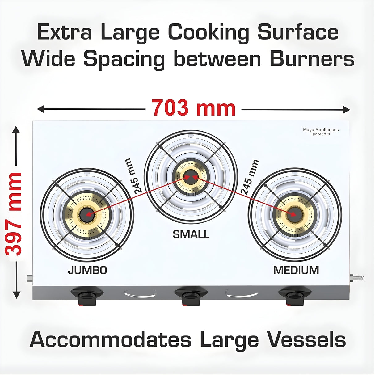 Vidiem Vector Nero 3-Burner Stainless steel Gas Stove – Silver_4