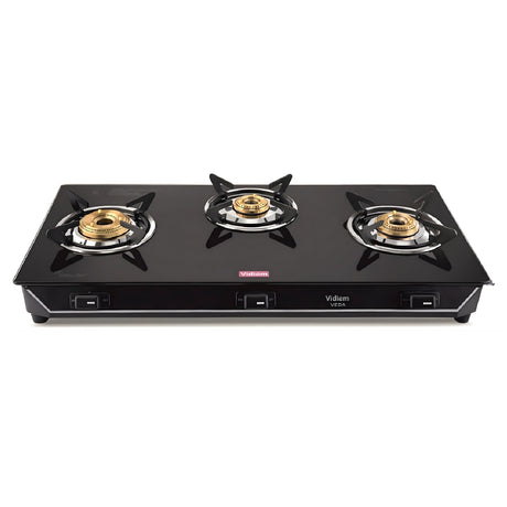 Vidiem Veda GS G3 309A 3 Burner Glass Top Manual Gas Stove - Black_1