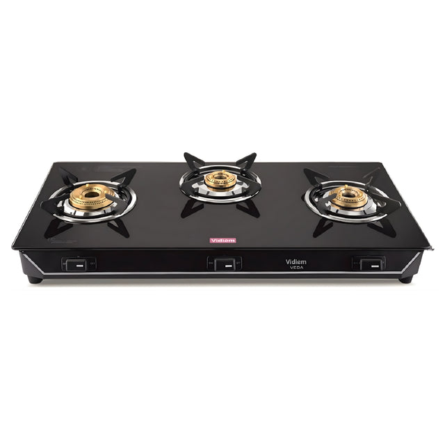 Vidiem Veda GS G3 309A 3 Burner Glass Top Manual Gas Stove - Black_1
