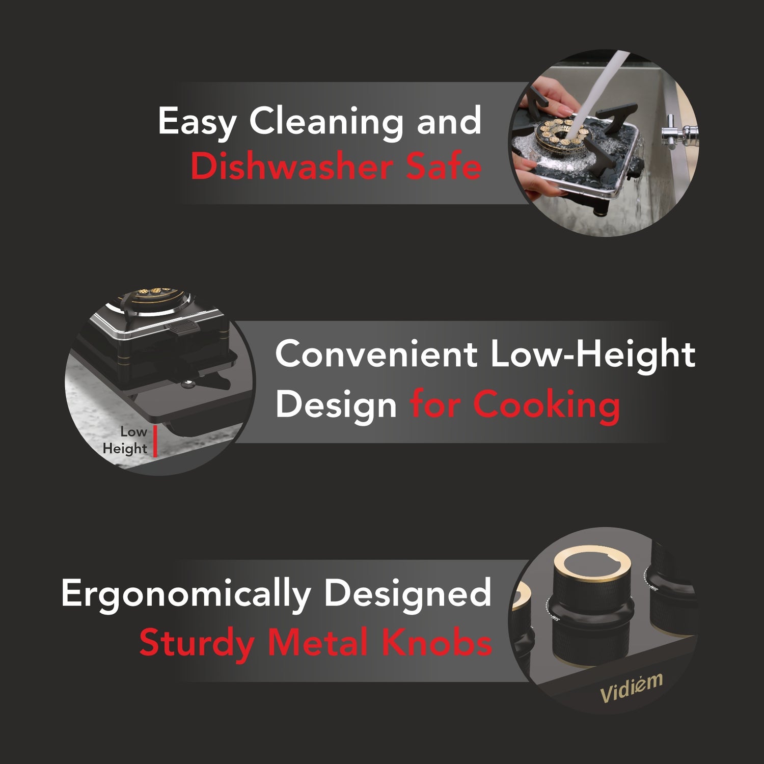 Vidiem Vogue GT 3Burner Gas Stove – Black_7