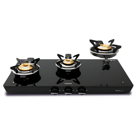 Vidiem Vogue Vesta 3-Burner Glass Top Gas Stove – Black_1