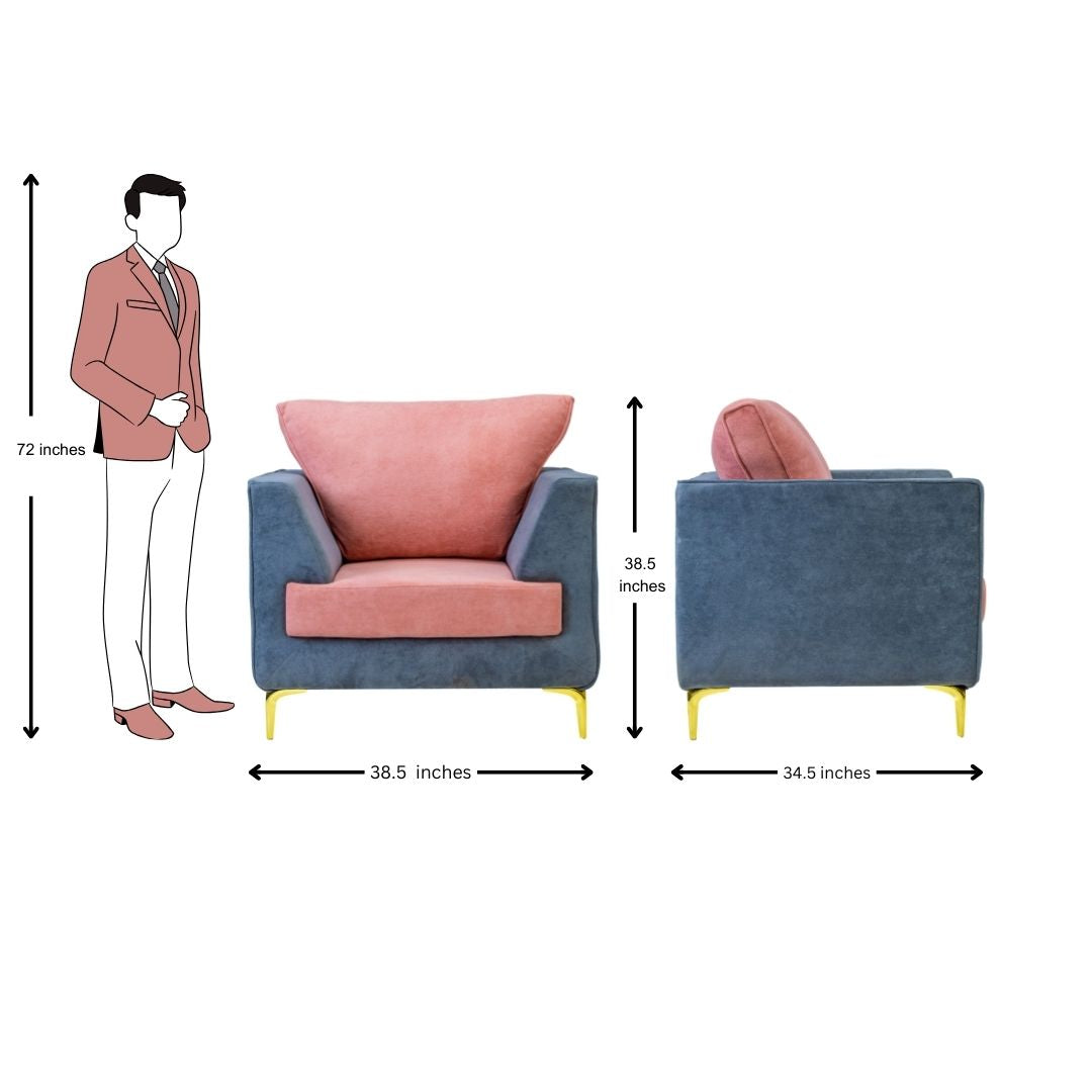 Vienna Fabric Sofa 1-Seater - Blue_5