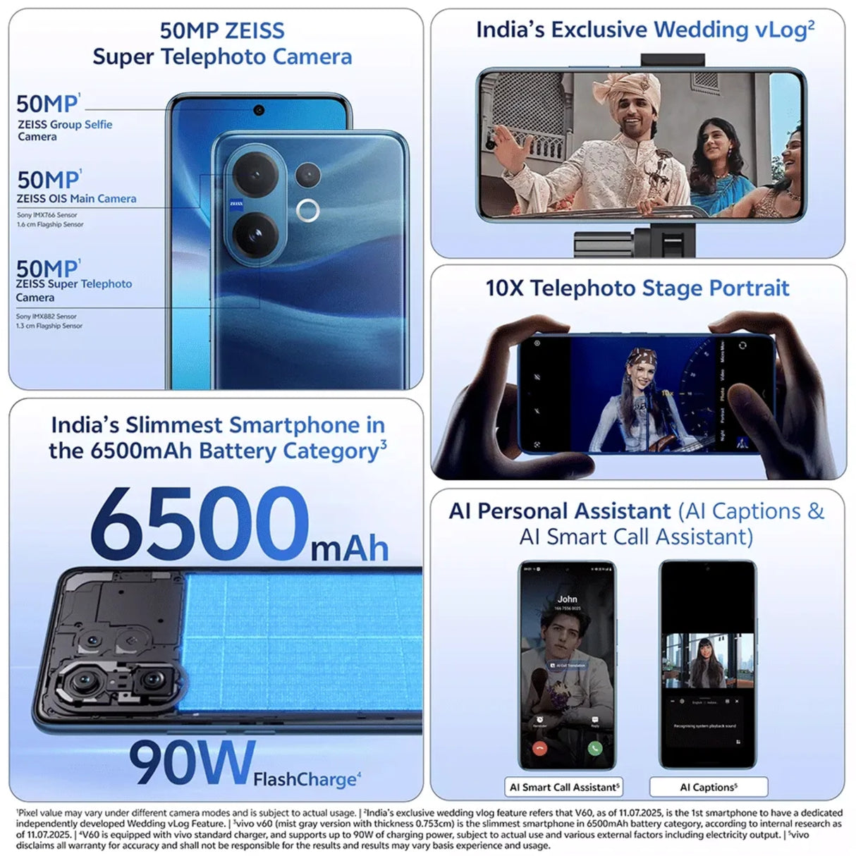 Vivo V60 5G (8/128 GB, Moonlit Blue)