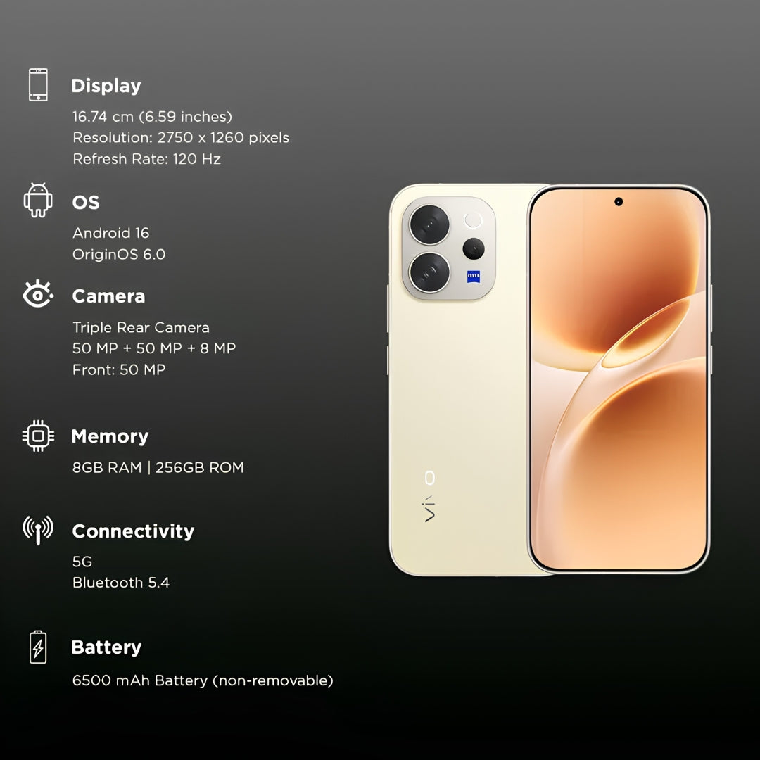 Vivo V70 5G (8256GB Lemon Yellow) Features view 