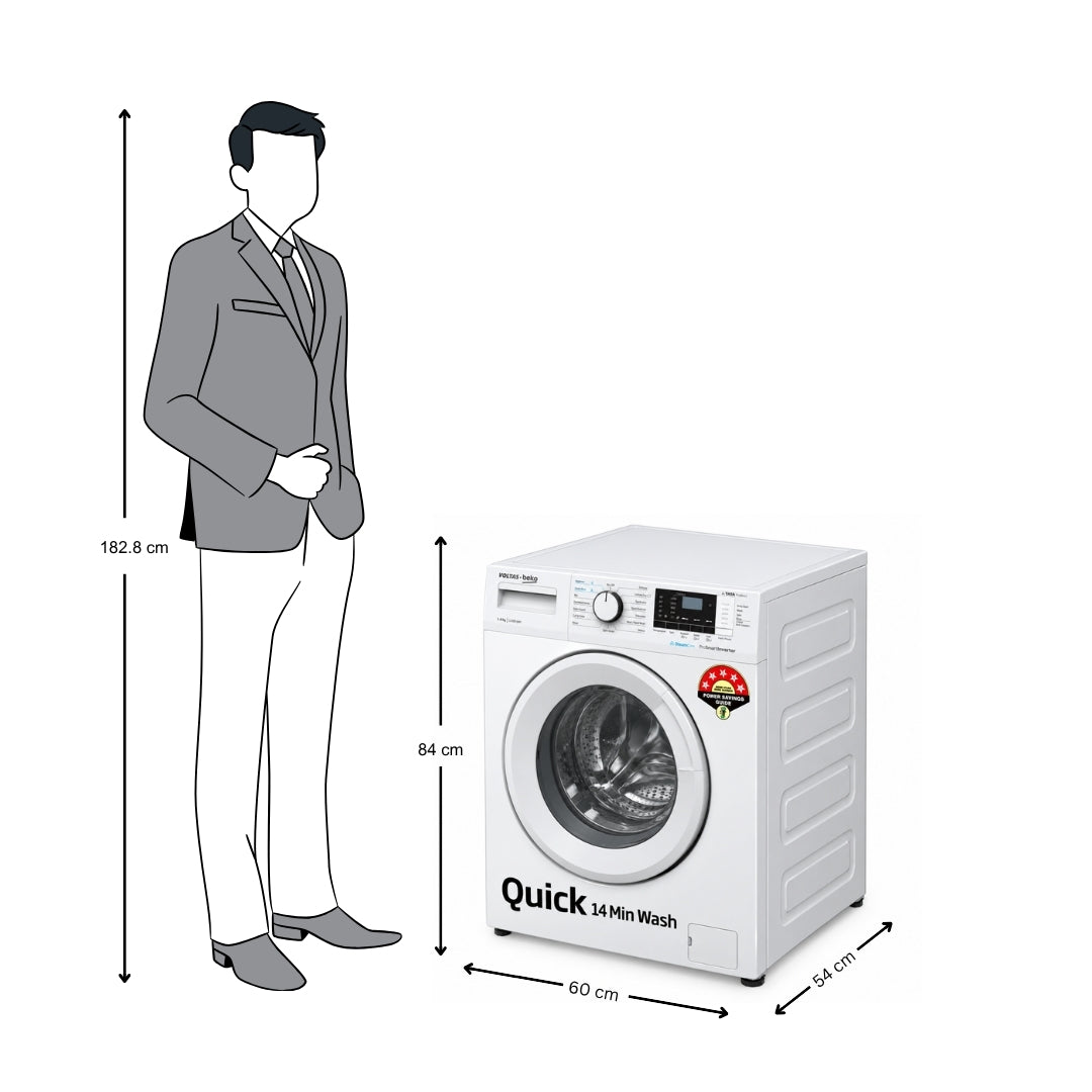 Volats Beko WFL8012B7JVBKA Front Load Washing Machine 8 Kg - White_Dimension View