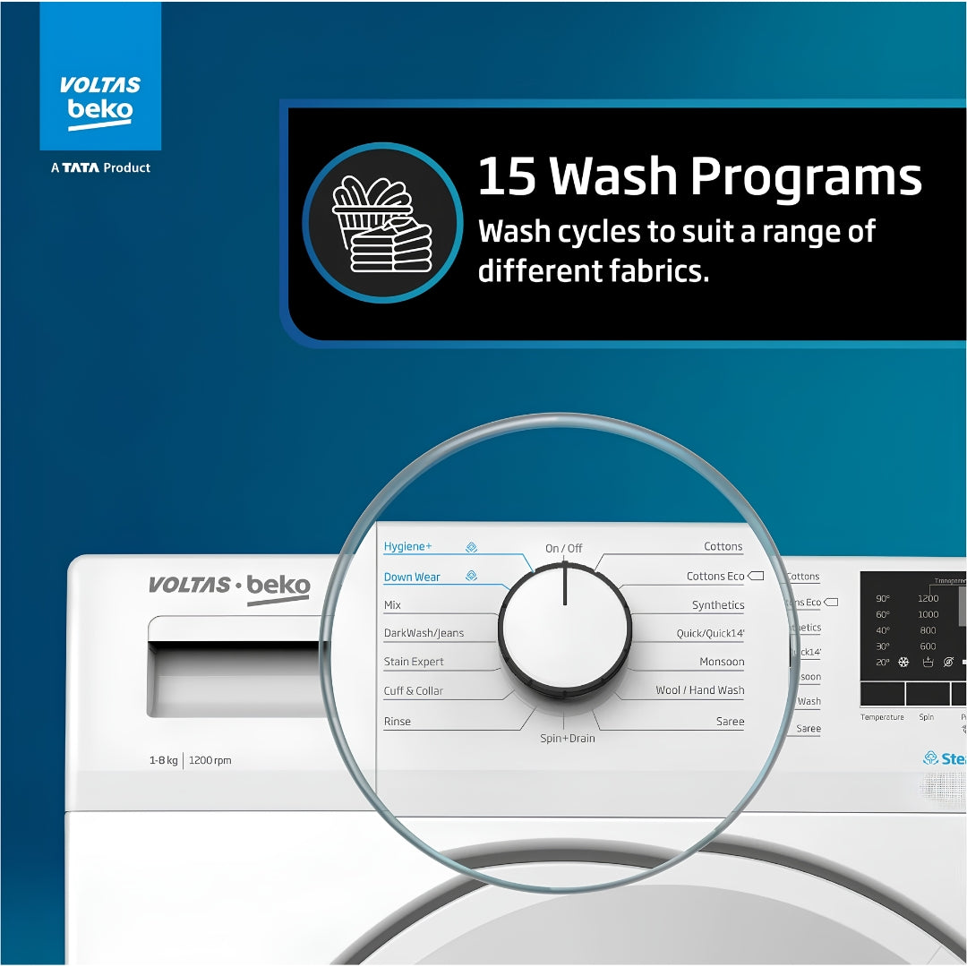 Volats Beko WFL8012B7JVBKA Front Load Washing Machine 8 Kg - White_Feature_3
