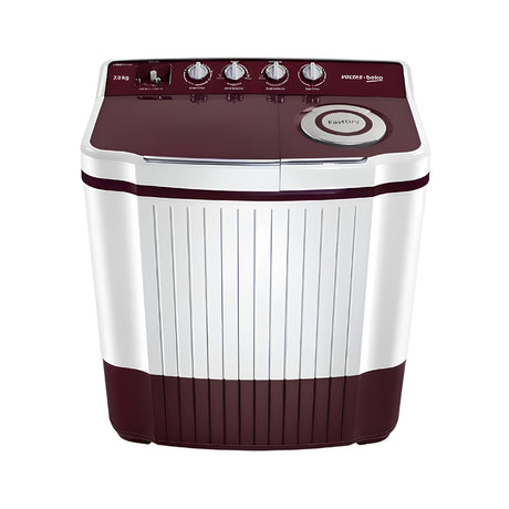 VoltasBekoWTT70DLIMSemi-AutomaticTopLoadWashingMachine7Kg-WhitewithBurgundy_FrontView_1