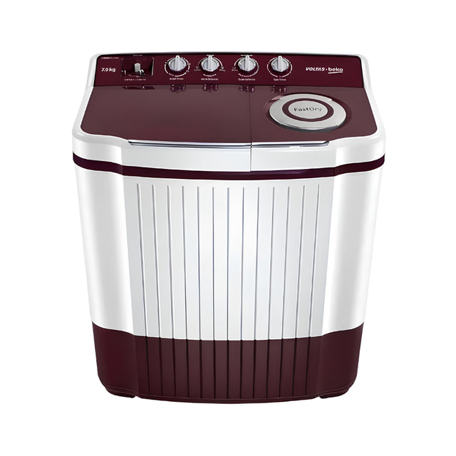 VoltasBekoWTT70DLIMSemi-AutomaticTopLoadWashingMachine7Kg-WhitewithBurgundy_FrontView_1