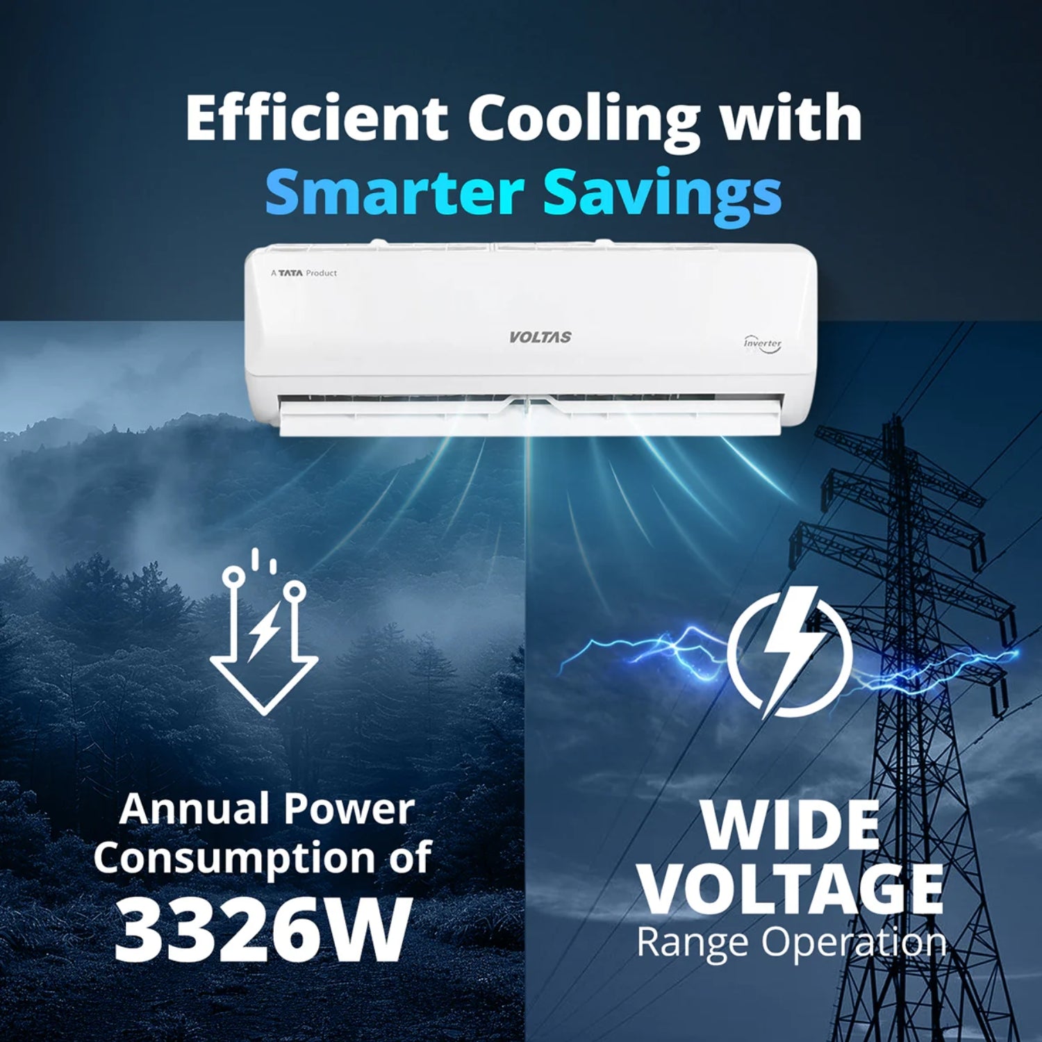 Voltas 123INV Vectra Emerald Inverter Split Air Conditioner 1 ton - White_5