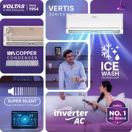 Voltas 183 Vertis Zephyr Gold Inverter Split Air Conditioner 1.5 to - White with Gold_2