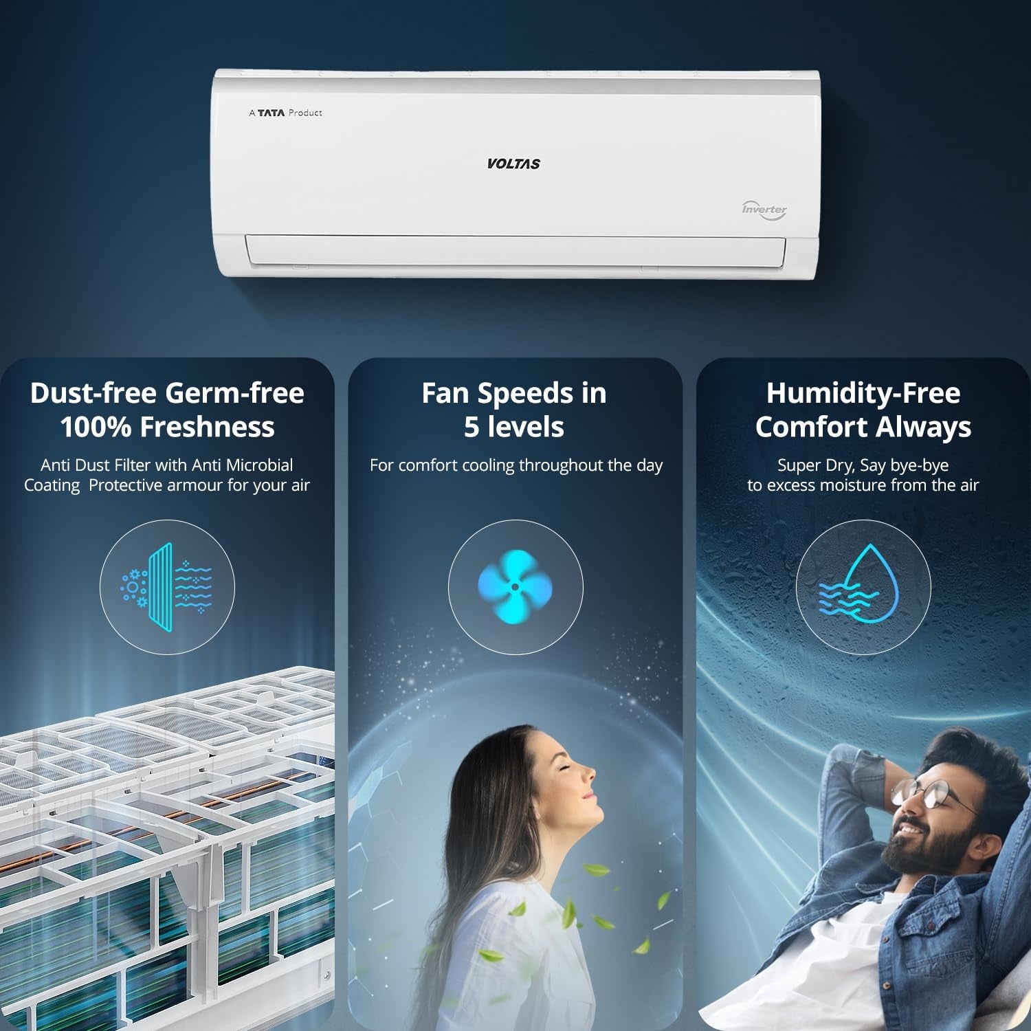 Voltas 243V Vectra Elite Inverter Split Air Conditioner 2 Ton - White_3