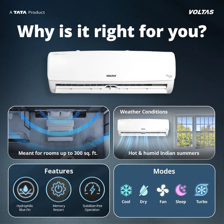Voltas 243 Vectra Elegant Inverter Split Air Conditioner 2 ton - White_2