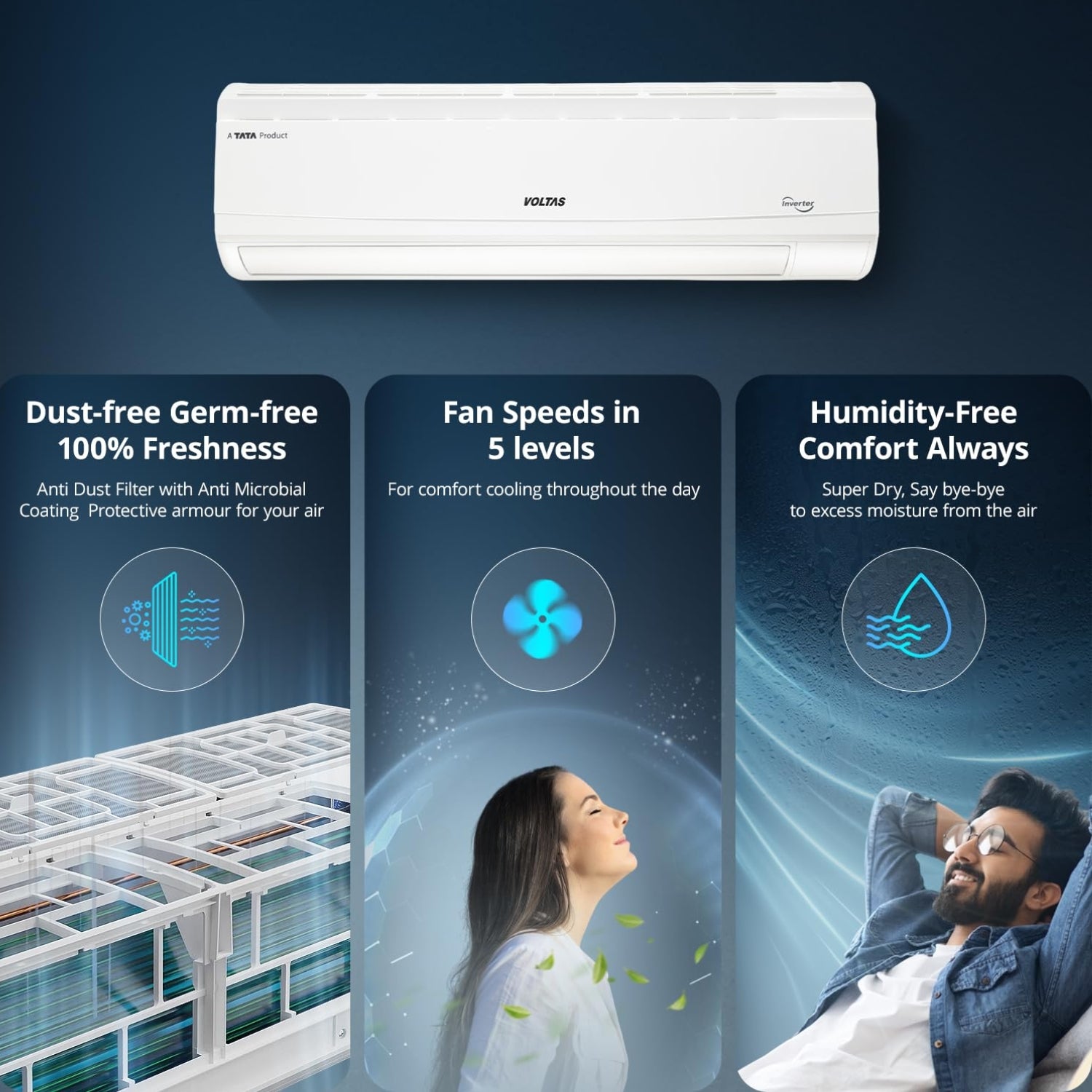 Voltas 245 Vectra Plus Inverter Split Air Conditioner 2 ton - White_3