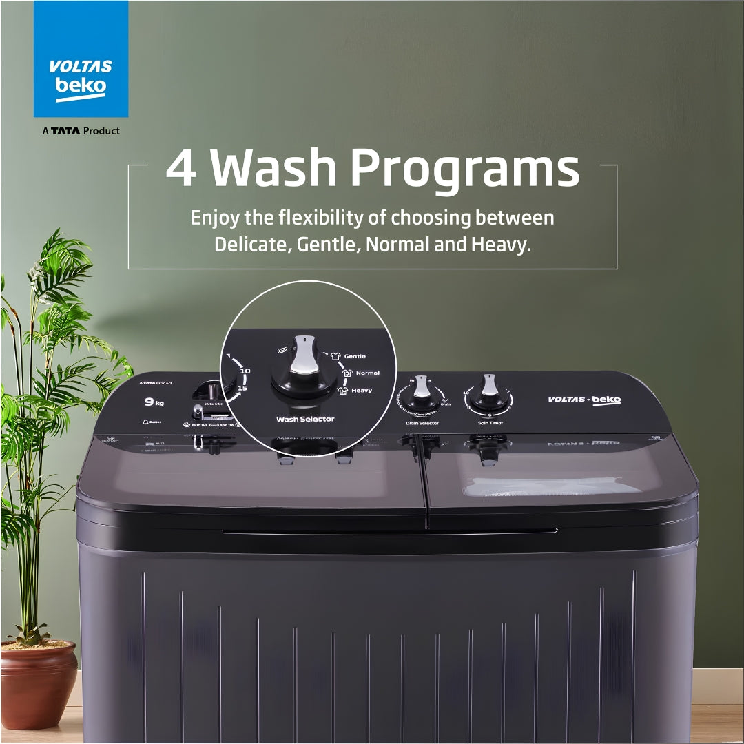 Voltas Beko  9 Kg  Semi Automatic  Top Load Washing Machine  WTT90UDXBKGR4KGTD4
