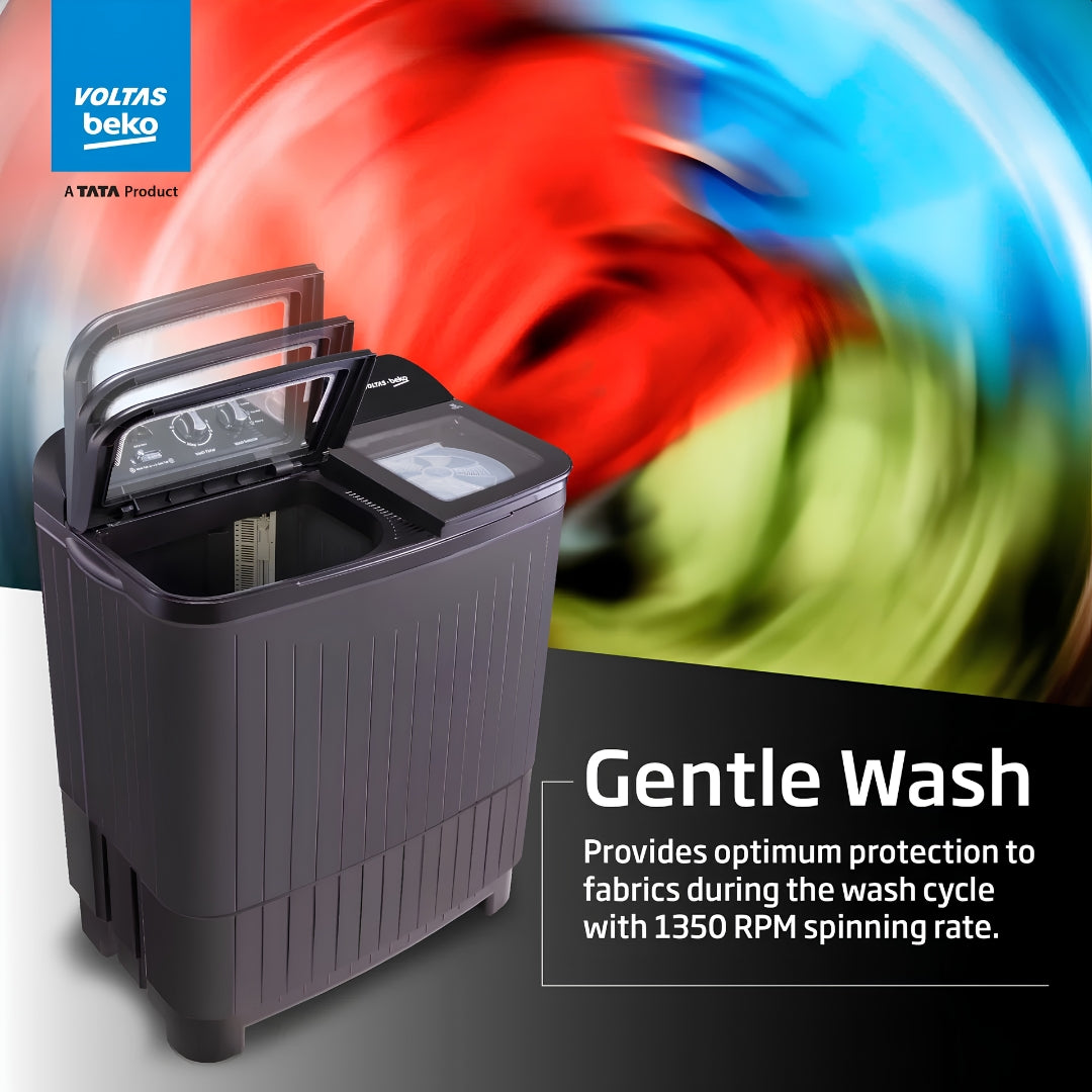 Voltas Beko  9 Kg  Semi Automatic  Top Load Washing Machine  WTT90UDXBKGR4KGTD9