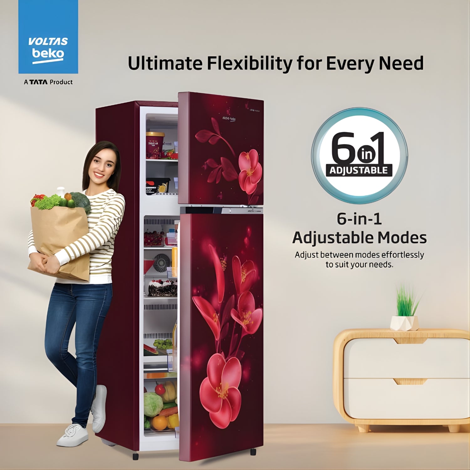 Voltas Beko RFF315D WPV300RMWD 1100935  268L 2-Star Frost-Free Double Door Refrigerator - Moonlight Wine_12