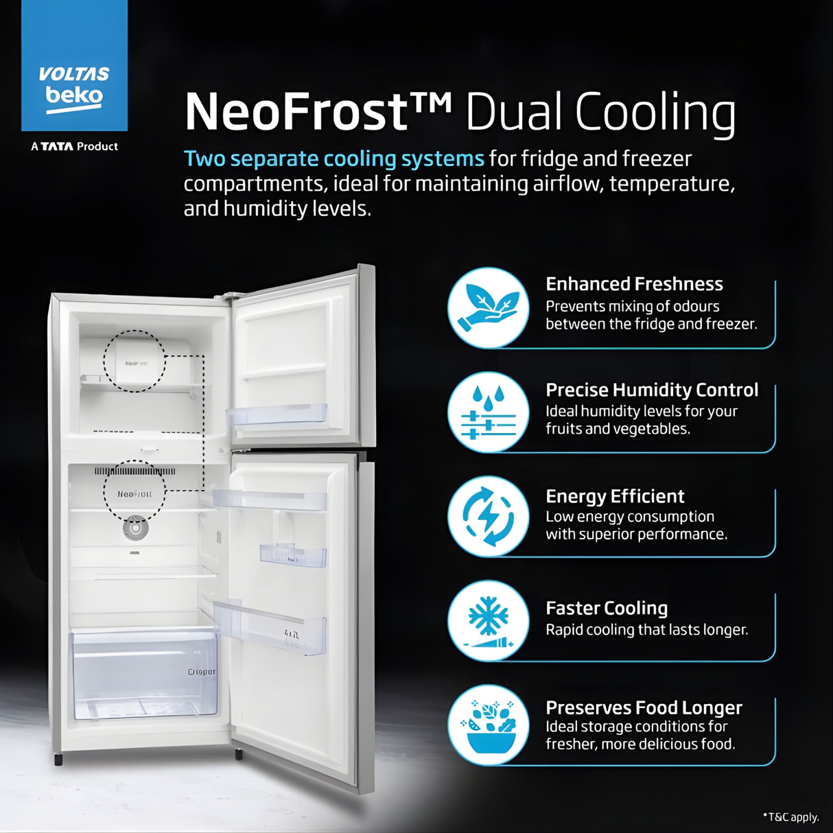 Voltas Beko RFF315D WPV300RMWD 1100935  268L 2-Star Frost-Free Double Door Refrigerator - Moonlight Wine_9
