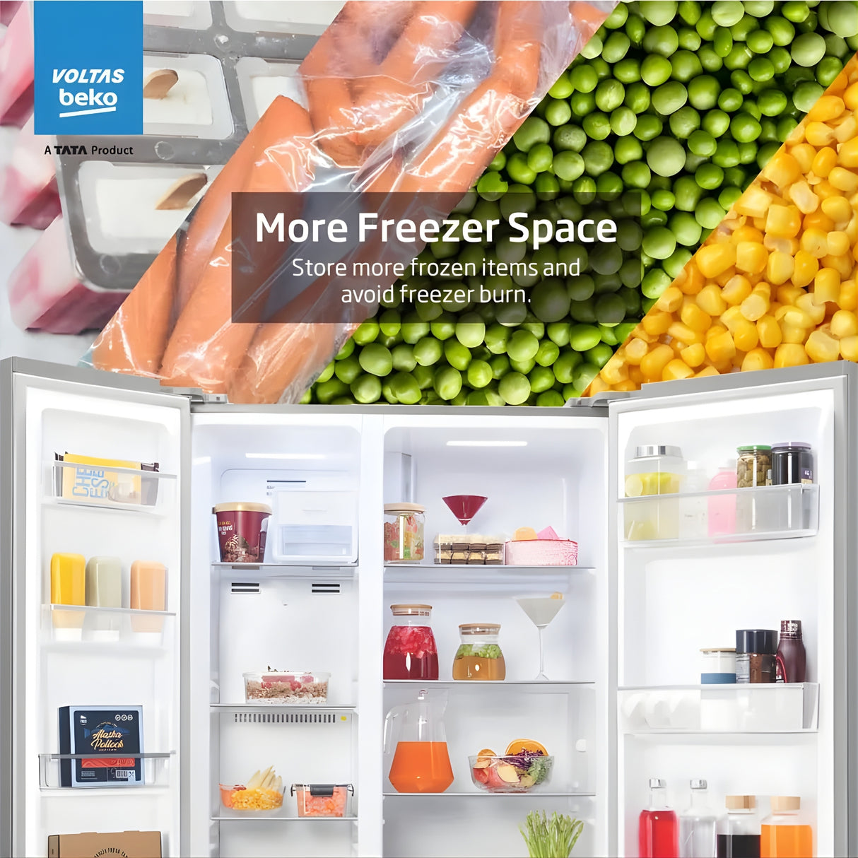 Voltas Beko RSB495/FPV300RXID 1101019 4 Star 472 L Side by Side Refrigerator – Inox Steel_5