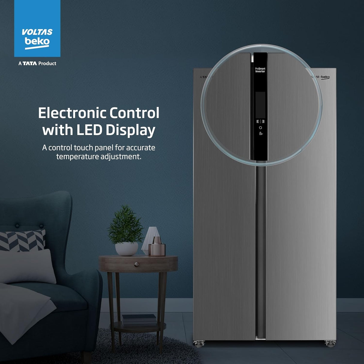Voltas Beko RSB585/FPV300RXID 1101020 4 Star  563 L Side by Side Refrigerator – Inox Steel_12
