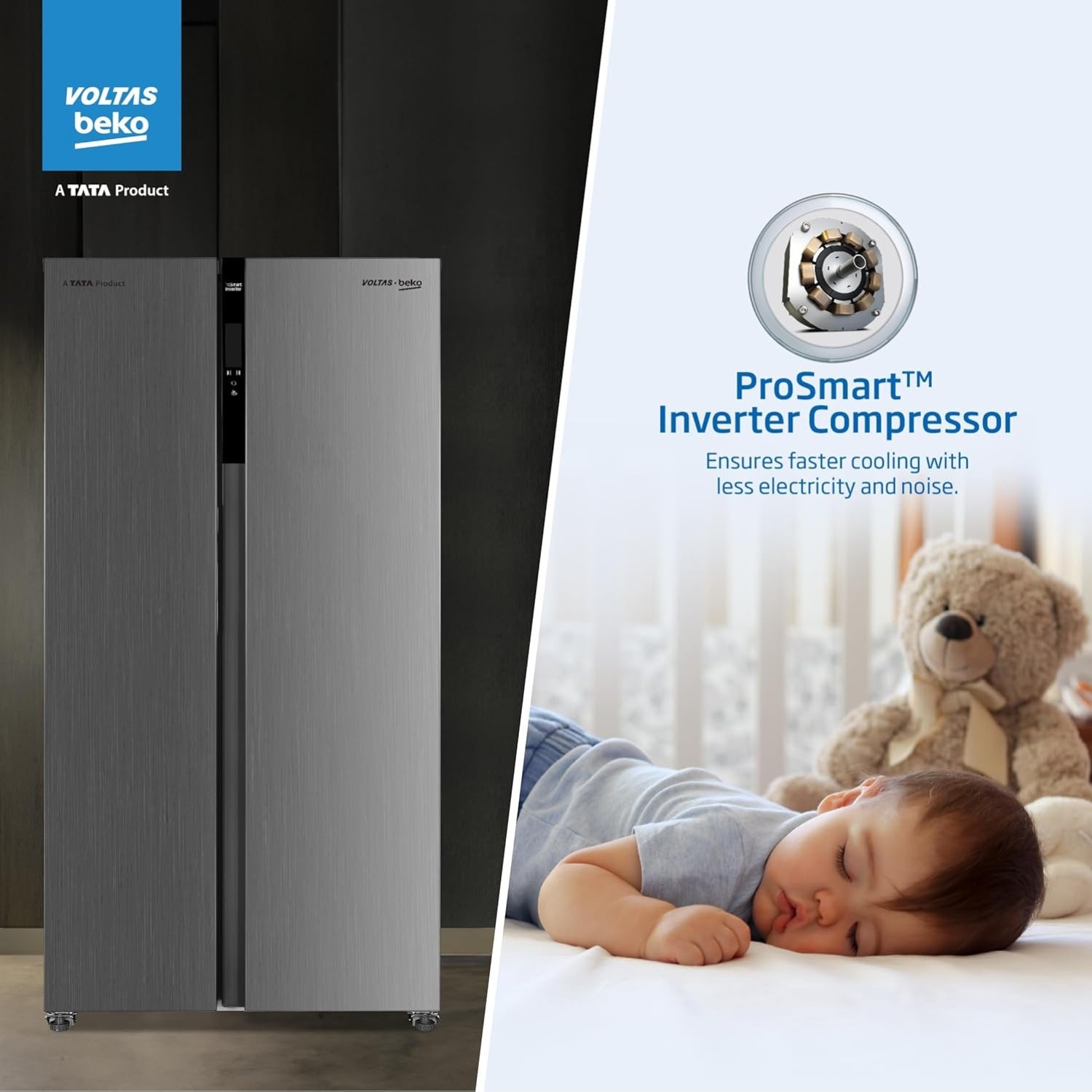 Voltas Beko RSB585/FPV300RXID 1101020 4 Star  563 L Side by Side Refrigerator – Inox Steel_13