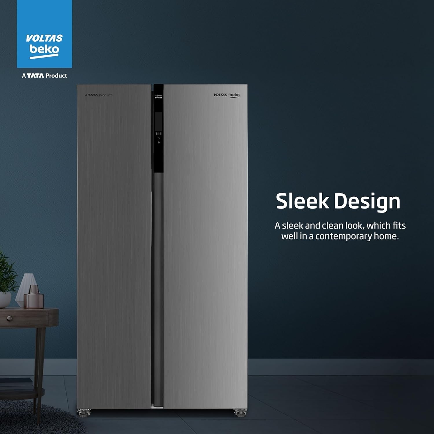 Voltas Beko RSB585/FPV300RXID 1101020 4 Star  563 L Side by Side Refrigerator – Inox Steel_2