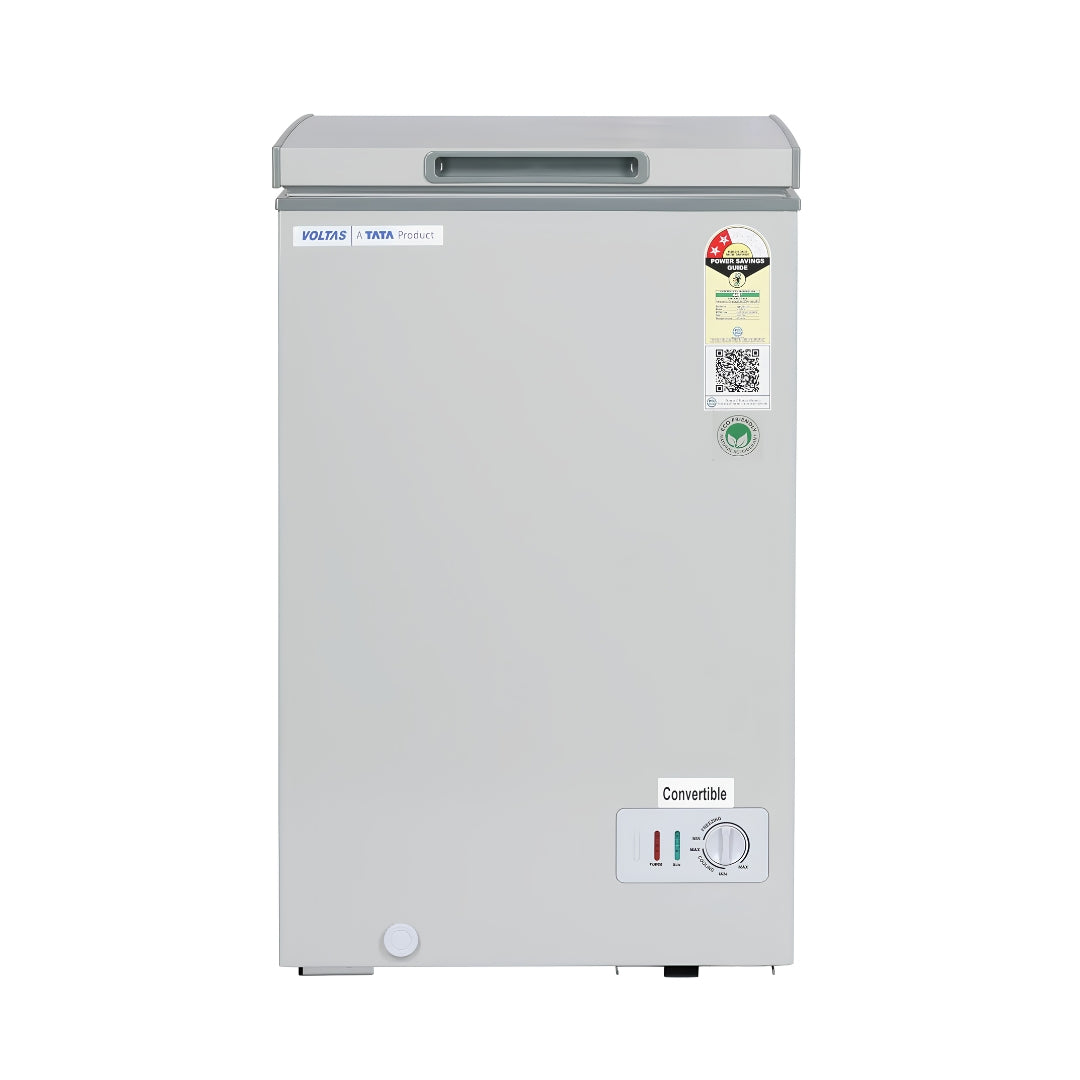 Voltas CVF136SB2 Convertible Cooling Technology Freezer 97 L - White with Grey_Front View