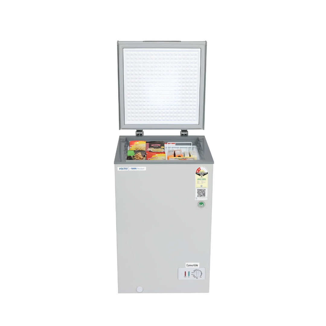 Voltas CVF136SB2 Convertible Cooling Technology Freezer 97 L - White with Grey_Open View