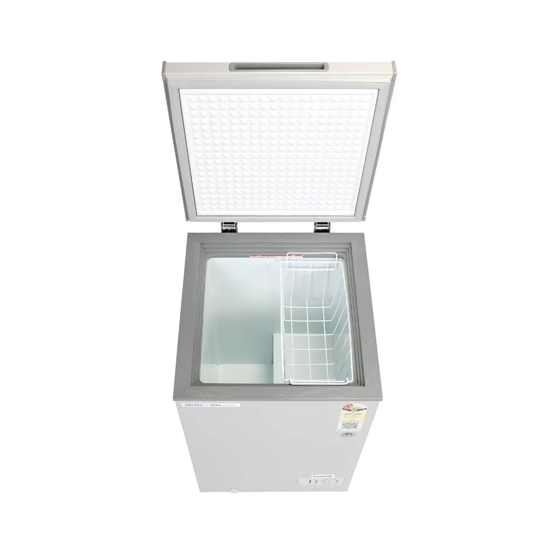 Voltas CVF136SB2 Convertible Cooling Technology Freezer 97 L - White with Grey_Top View