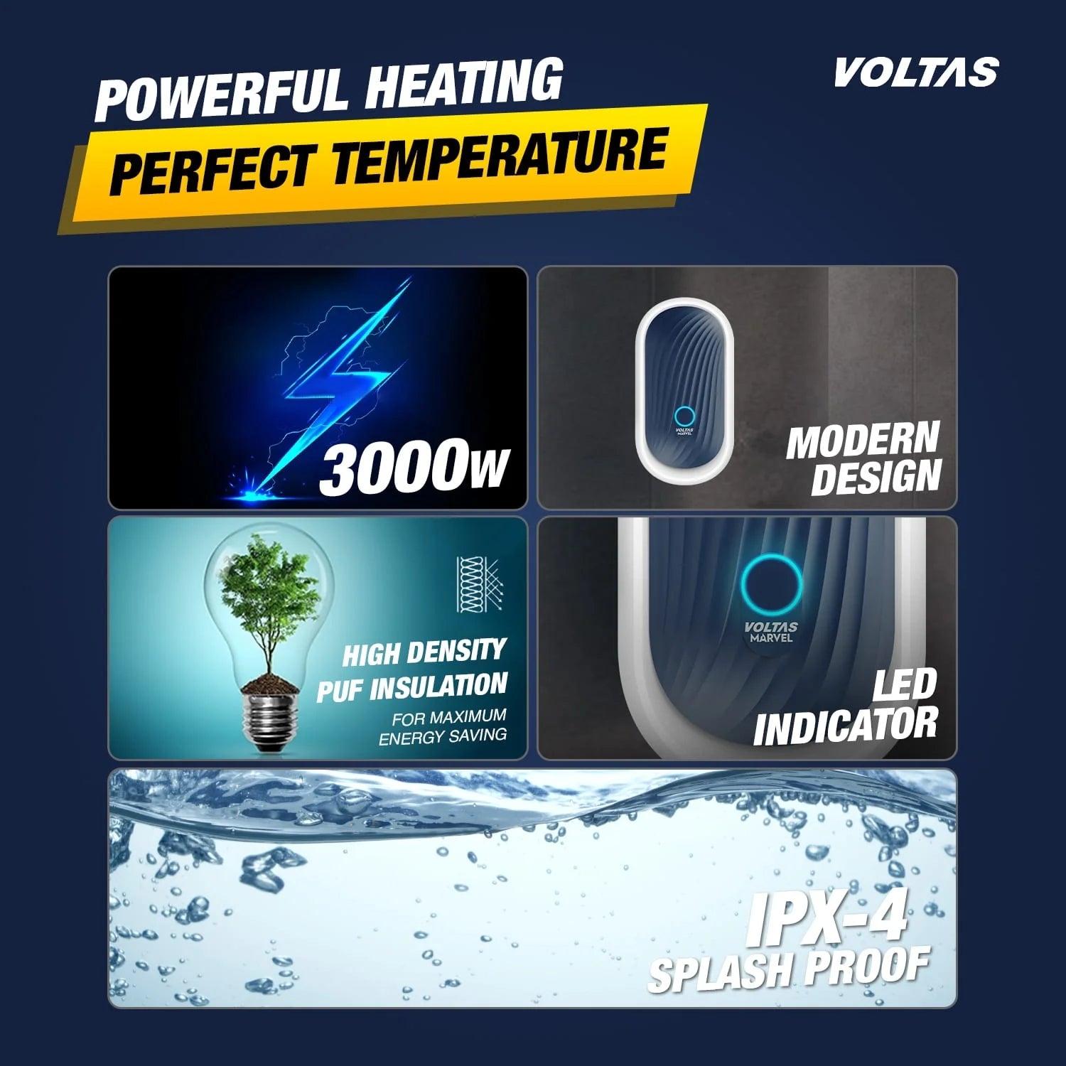 Voltas Marvel Water Heater 3 L - White with Blue_4