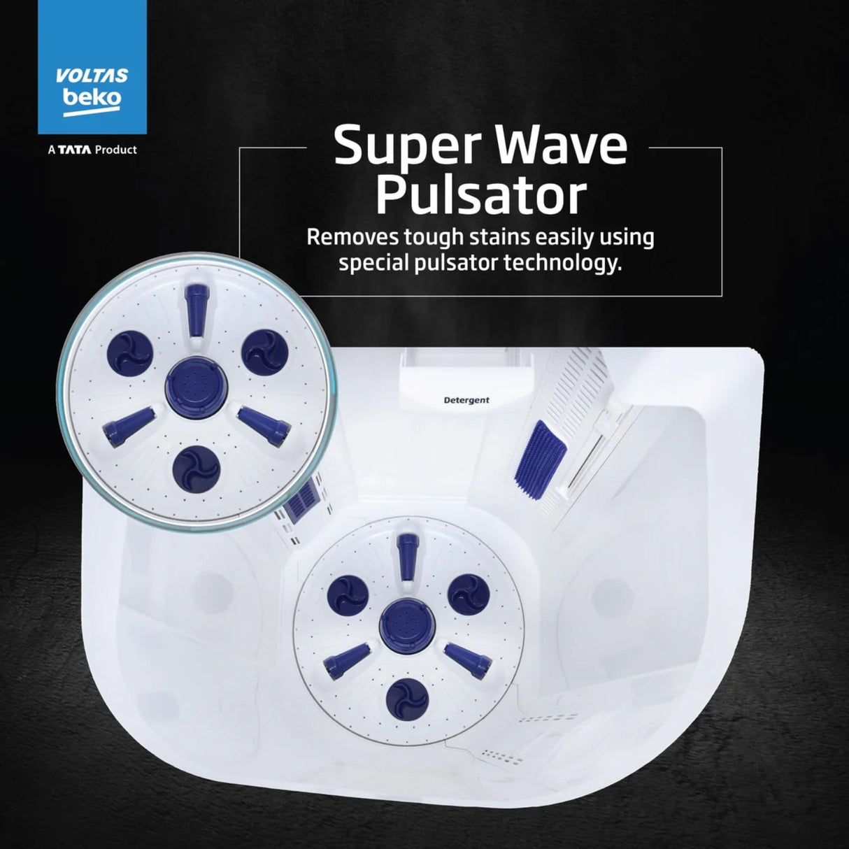 Voltas WTT95UAA Semi Automatic Top Load Washing Machine 9.5 kg - Blue with White_7