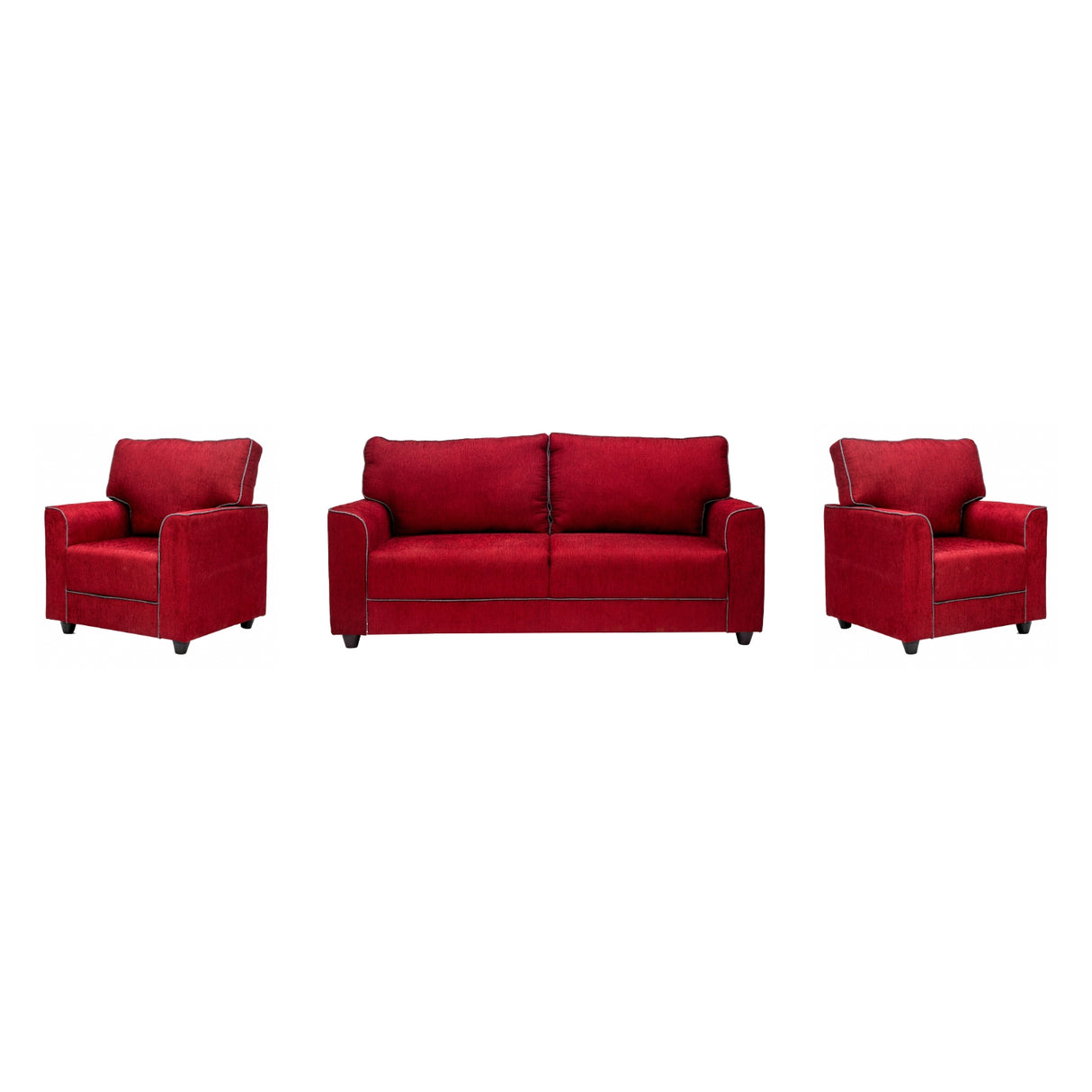 Waasa Pro Sophisticated Fabric Sofa Set (3+1+1 Seater) - Maroon
