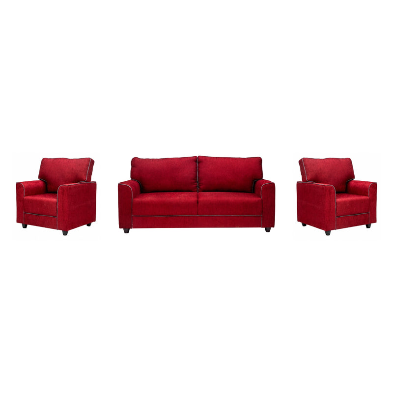 Waasa Pro Sophisticated Fabric Sofa Set (3+1+1 Seater) - Maroon