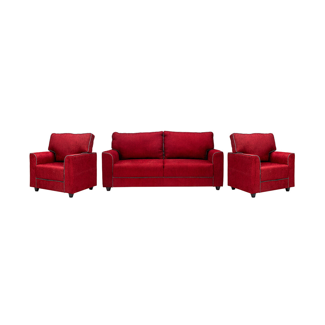 Waasa Sophisticated Fabric Sofa Set (3+1+1-Seater) - Maroon_1