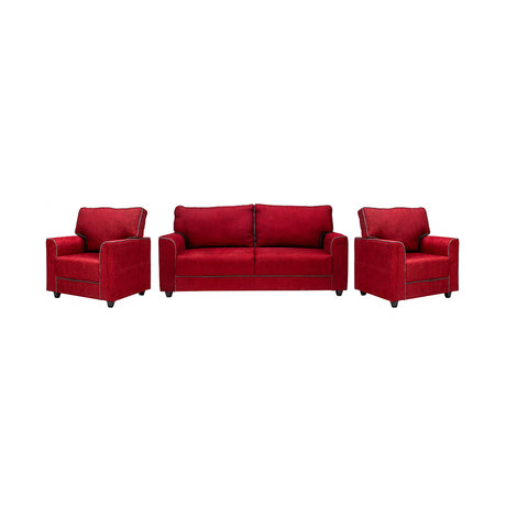 Waasa Sophisticated Fabric Sofa Set (3+1+1-Seater) - Maroon_1