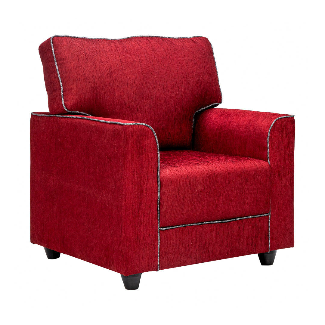 Waasa Sophisticated Fabric Sofa Set (3+1+1-Seater) - Maroon_3