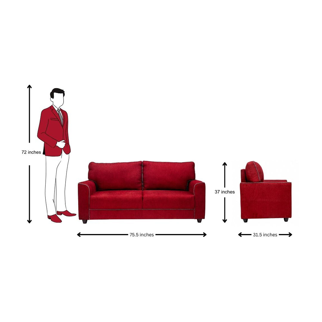 Waasa Sophisticated Fabric Sofa Set (3+1+1-Seater) - Maroon_9