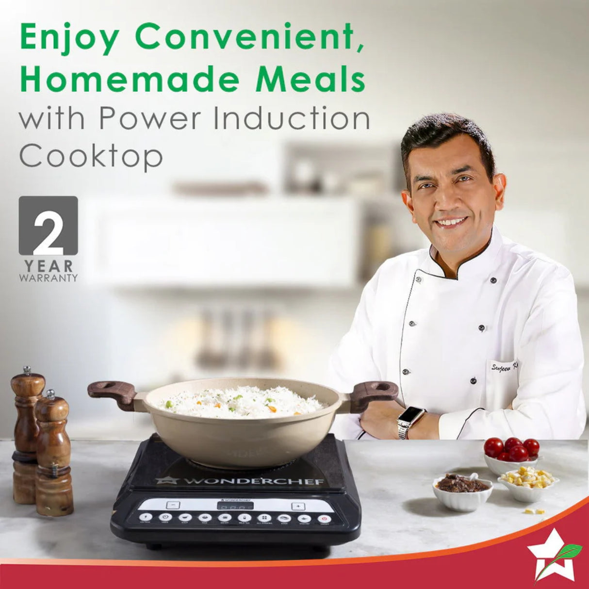 Wonderchef  63154814 Power Induction Cooktop 1400 Watts - Black