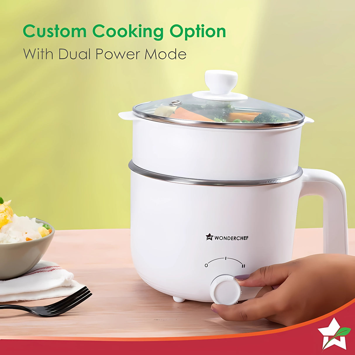 Wonderchef 1.2 L Auto Shut-Off & Overheat Protection Multi Cook Kettle - White