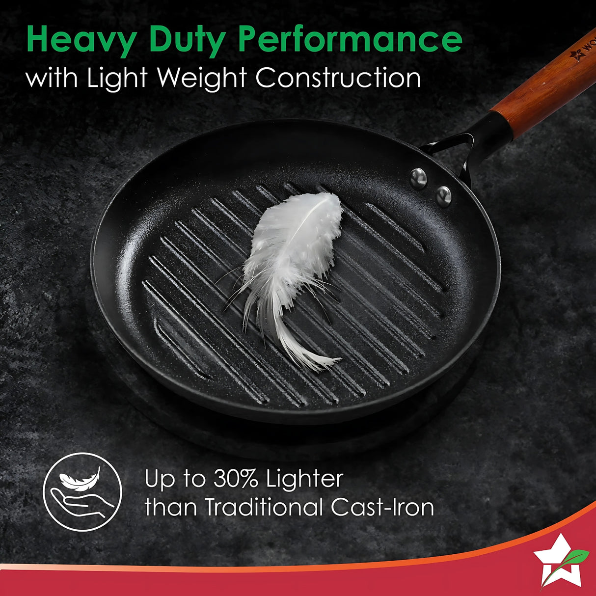 Wonderchef Ferro Round Cast Iron Grill Pan 24 cm - Black