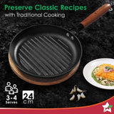 Wonderchef Ferro Round Cast Iron Grill Pan 24 cm - Black