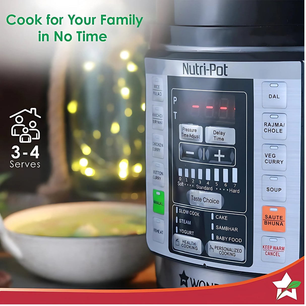 Wonderchef Pressure Cooker 63152847 Nutri-Pot 7 -in-1 Programmable 6 L - Silver
