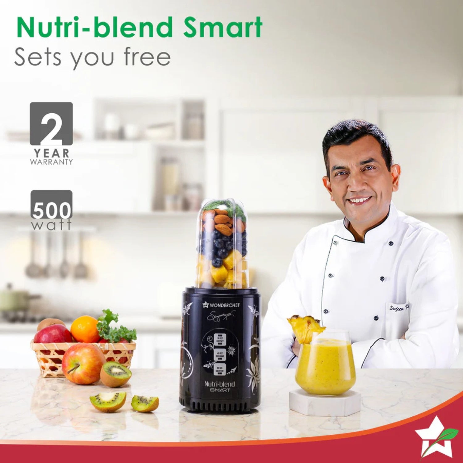Wonderchef Nutri-blend SMART 500 W 22000 RPM 2-Jar Mixer Grinder –Black - Image 2 - Buy Online at Chera Home Junction Coimbatore