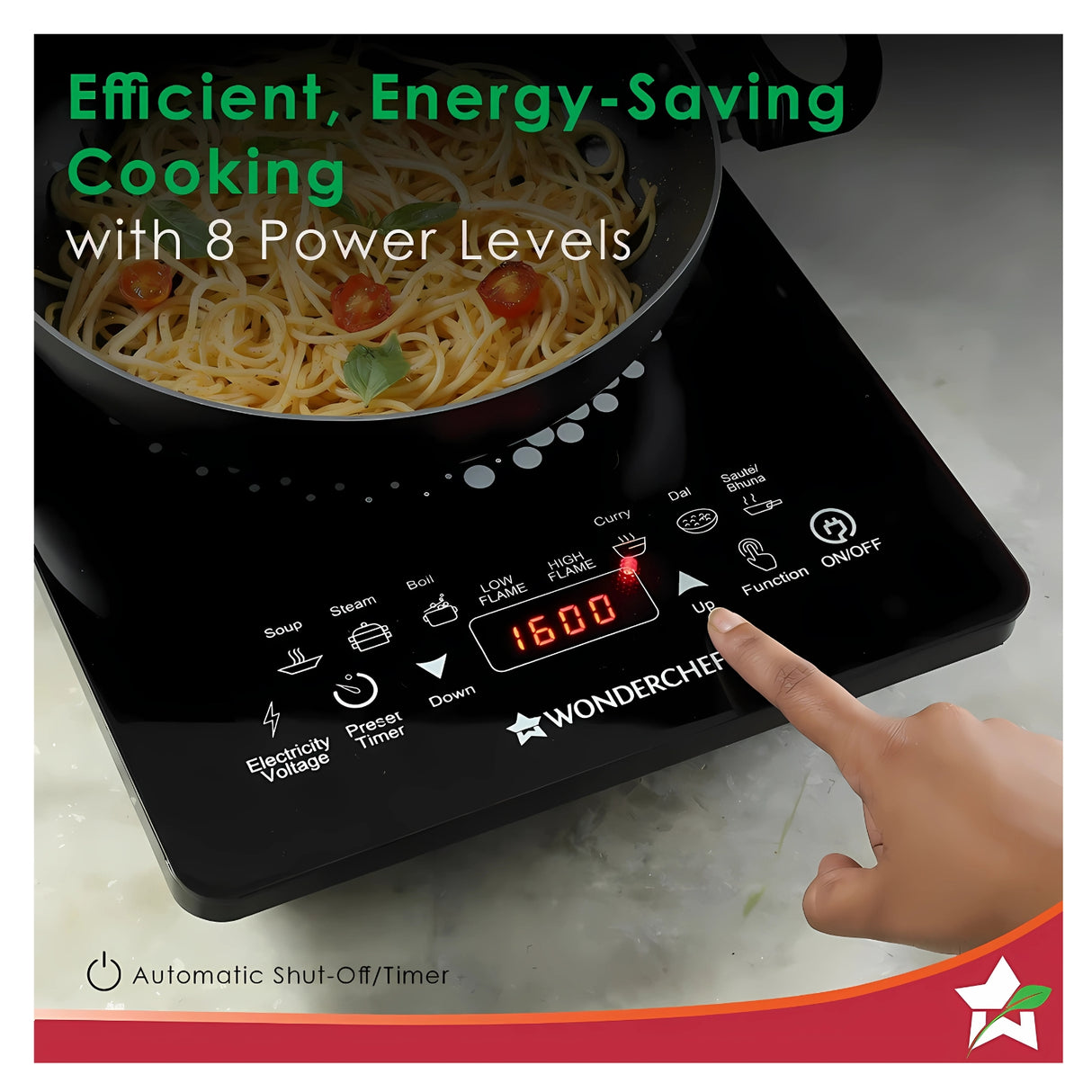 Wonderchef Swift Induction Cooktop 2200 W - Black