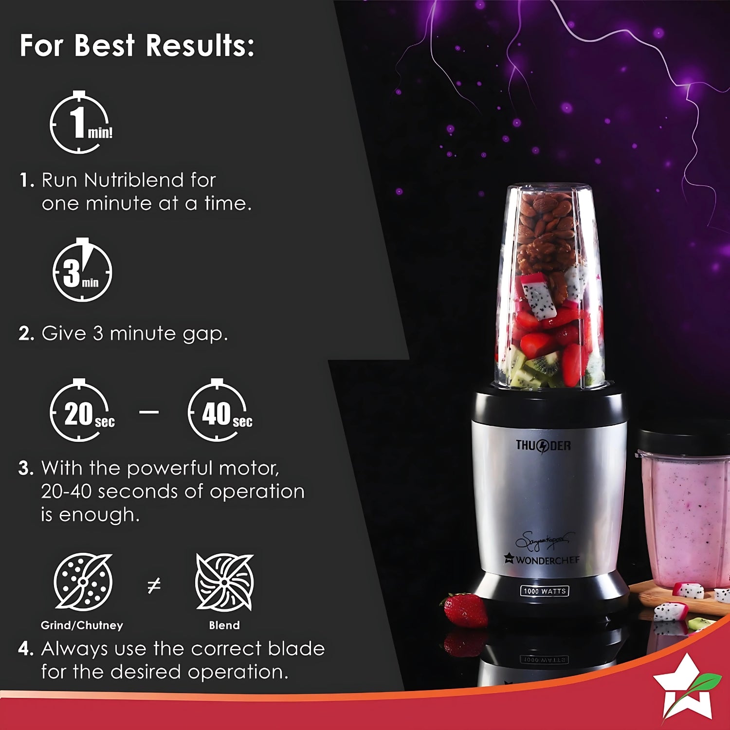 Wonderchef 63153689 Nutri-Blend Mixer Grinder 1000 Watts   – Grey_6