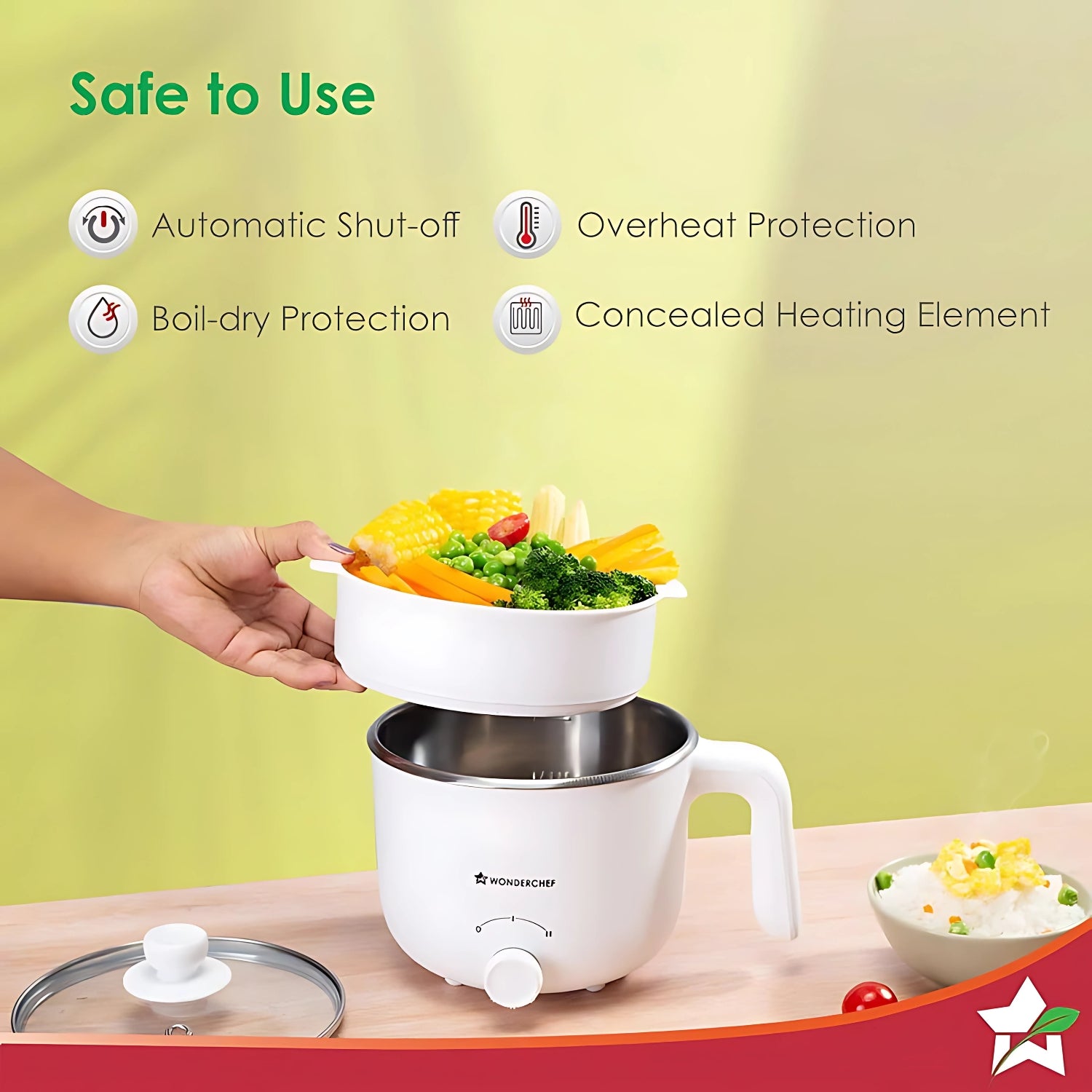Wonderchef Auto Shut-Off and Overheat Protection Multi Cook Kettle 1.2 L - White_7